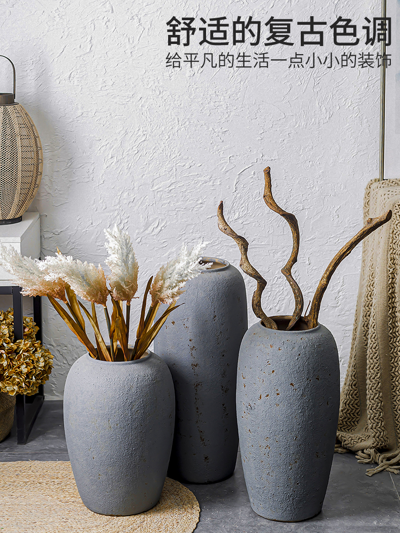 Jingdezhen dried flower vase landing large ceramic decoration I and contracted sitting room place high Europe type restoring ancient ways flower arrangement