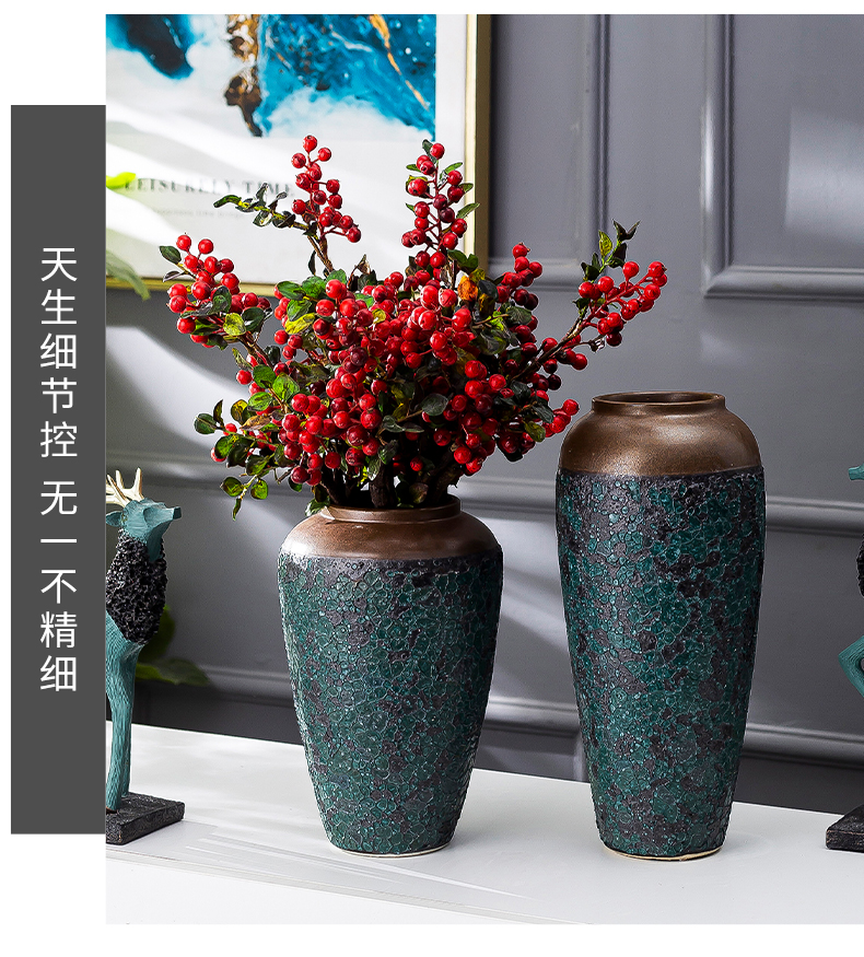 Jingdezhen ceramic decoration of the new Chinese style porch sitting room TV ark, flower arranging zen table dry flower vases, furnishing articles