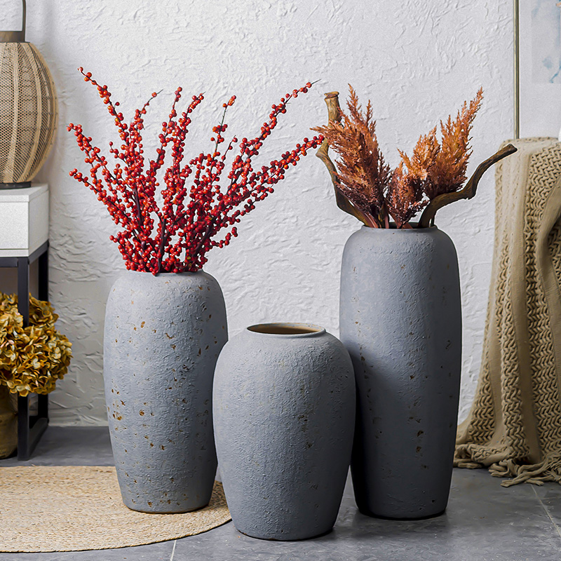 Jingdezhen dried flower vase landing large ceramic decoration I and contracted sitting room place high Europe type restoring ancient ways flower arrangement