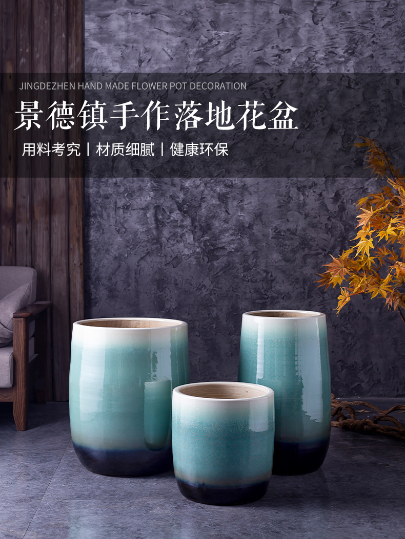New Chinese style originality ground flower arranging green plant ceramic flower decoration to the hotel villa furnishing articles vase is big flower pot