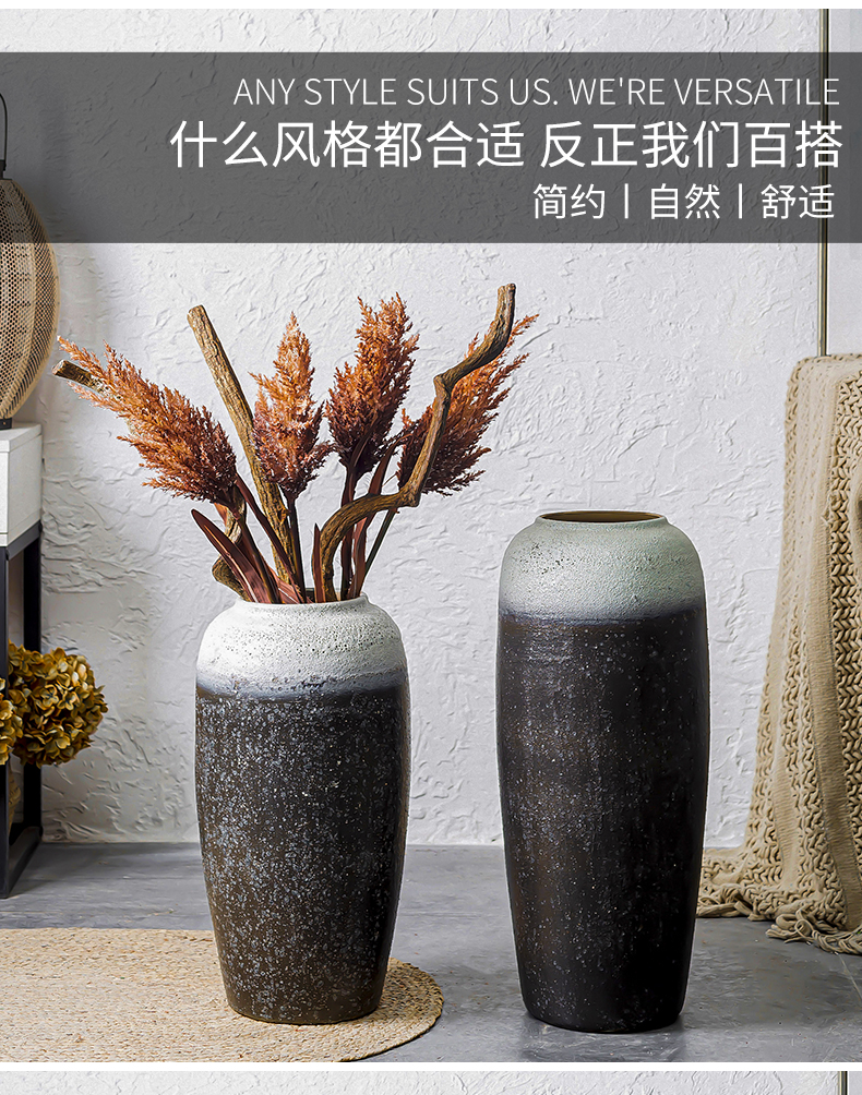 Restoring ancient ways of large vase furnishing articles manually inserted dried flowers coarse pottery, villa and courtyard flower implement archaize hydroponic flower pot