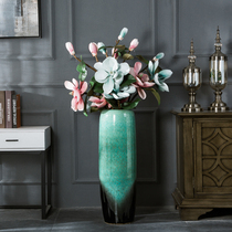 Jingdezhen dried flower floor-to-ceiling vase large ceramic living room entrance European modern simple Chinese flower arrangement ornaments large