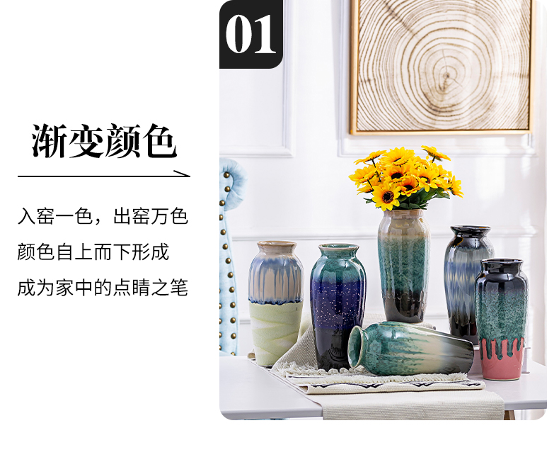 Light European - style key-2 luxury of new Chinese style living room TV cabinet ceramic vase modern furnishing articles dried flower flower arranging flower implement porch decoration