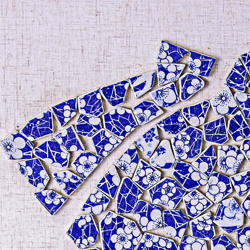 Blue and white porcelain painting in the study of new Chinese style tea room adornment vertical version of the antiquities of the sitting room background wall mural decoration