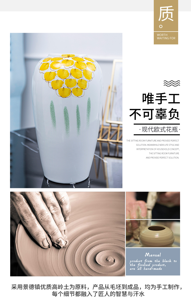 I and contracted new Chinese vase dry flower arranging flowers, ceramic flower implement the sitting room TV ark, porch light decoration key-2 luxury furnishing articles