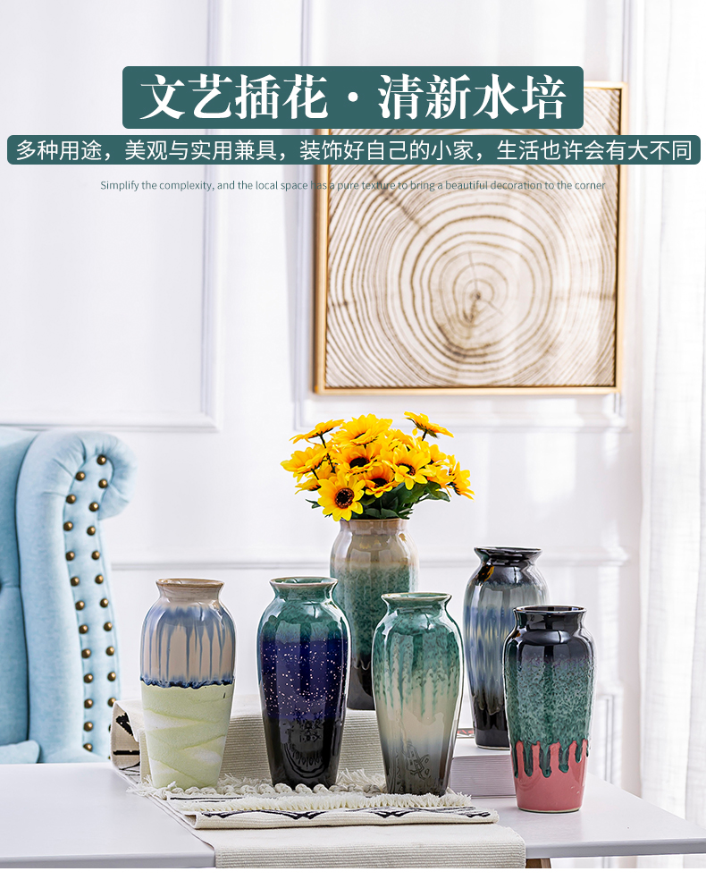 Light European - style key-2 luxury of new Chinese style living room TV cabinet ceramic vase modern furnishing articles dried flower flower arranging flower implement porch decoration