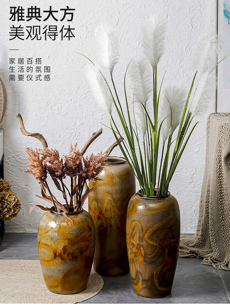 Restore ancient ways do old vase landing large American plug-in dried flowers sitting room hotel decoration ceramic coarse some ceramic pot furnishing articles