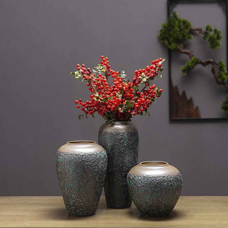 Jingdezhen ceramic decoration of the new Chinese style porch sitting room TV ark, flower arranging zen table dry flower vases, furnishing articles
