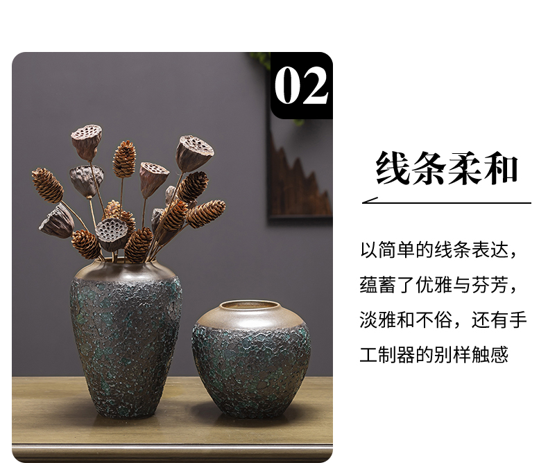 Jingdezhen ceramic decoration of the new Chinese style porch sitting room TV ark, flower arranging zen table dry flower vases, furnishing articles