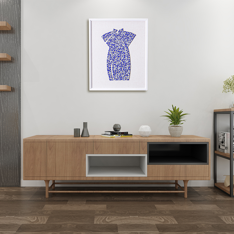 Blue and white porcelain painting in the study of new Chinese style tea room adornment vertical version of the antiquities of the sitting room background wall mural decoration