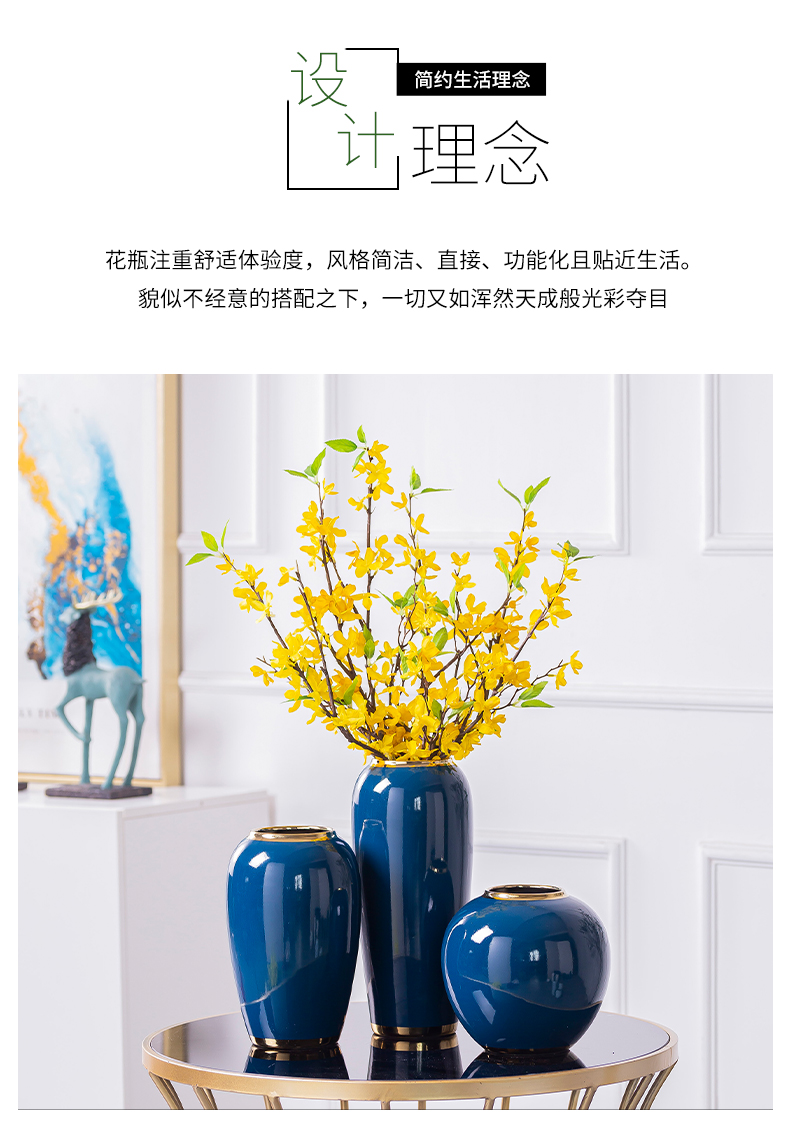 New Chinese style living room light key-2 luxury ceramic vase furnishing articles flower arranging TV ark, creative household decoration flower table decorations