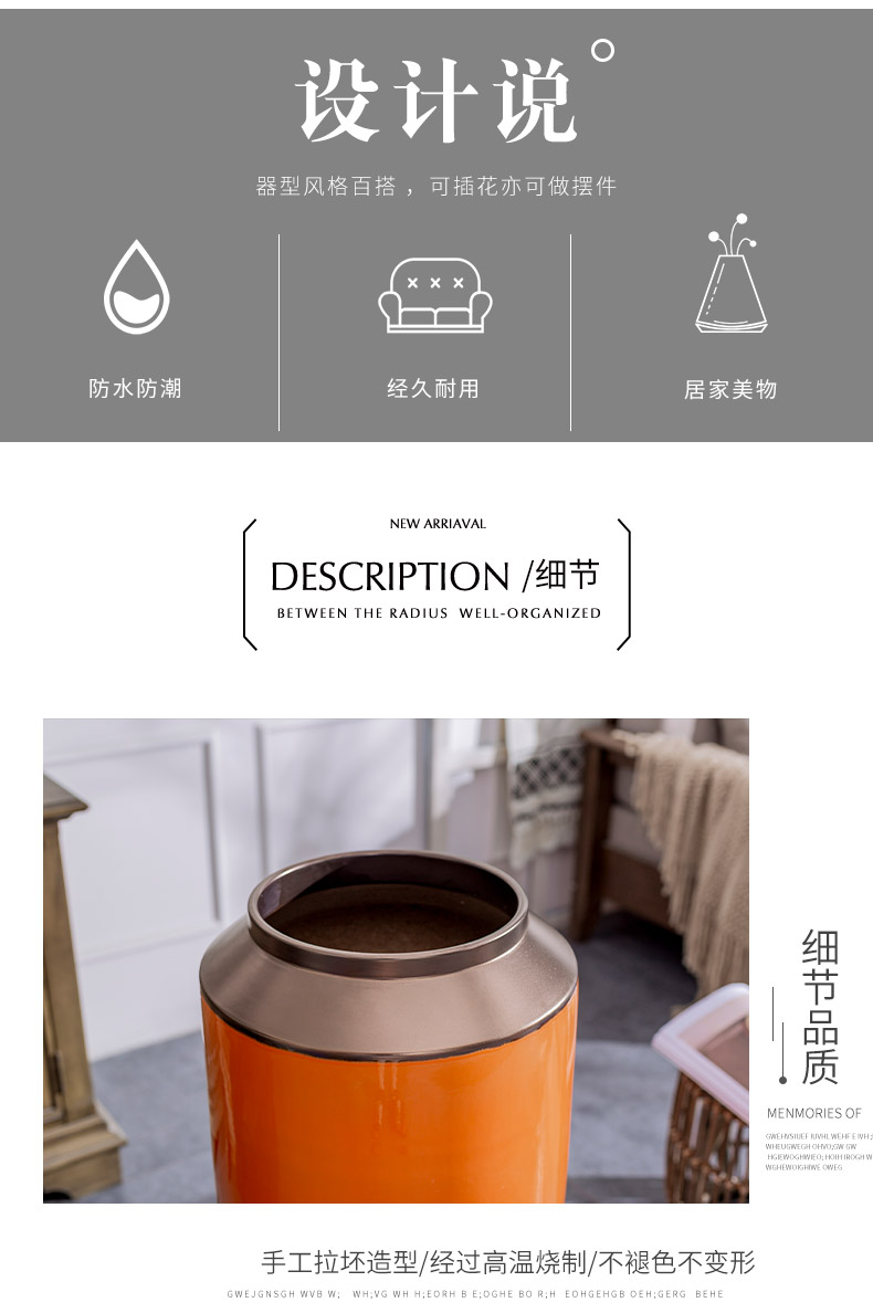 Ground light ceramic vase key-2 luxury furnishing articles contracted and I sitting room dry flower arranging flowers decorative porcelain hotel villa decoration