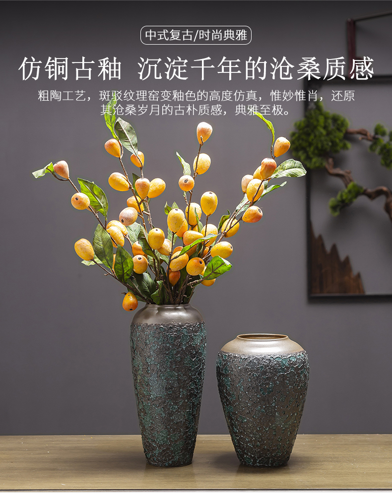 Jingdezhen ceramic decoration of the new Chinese style porch sitting room TV ark, flower arranging zen table dry flower vases, furnishing articles