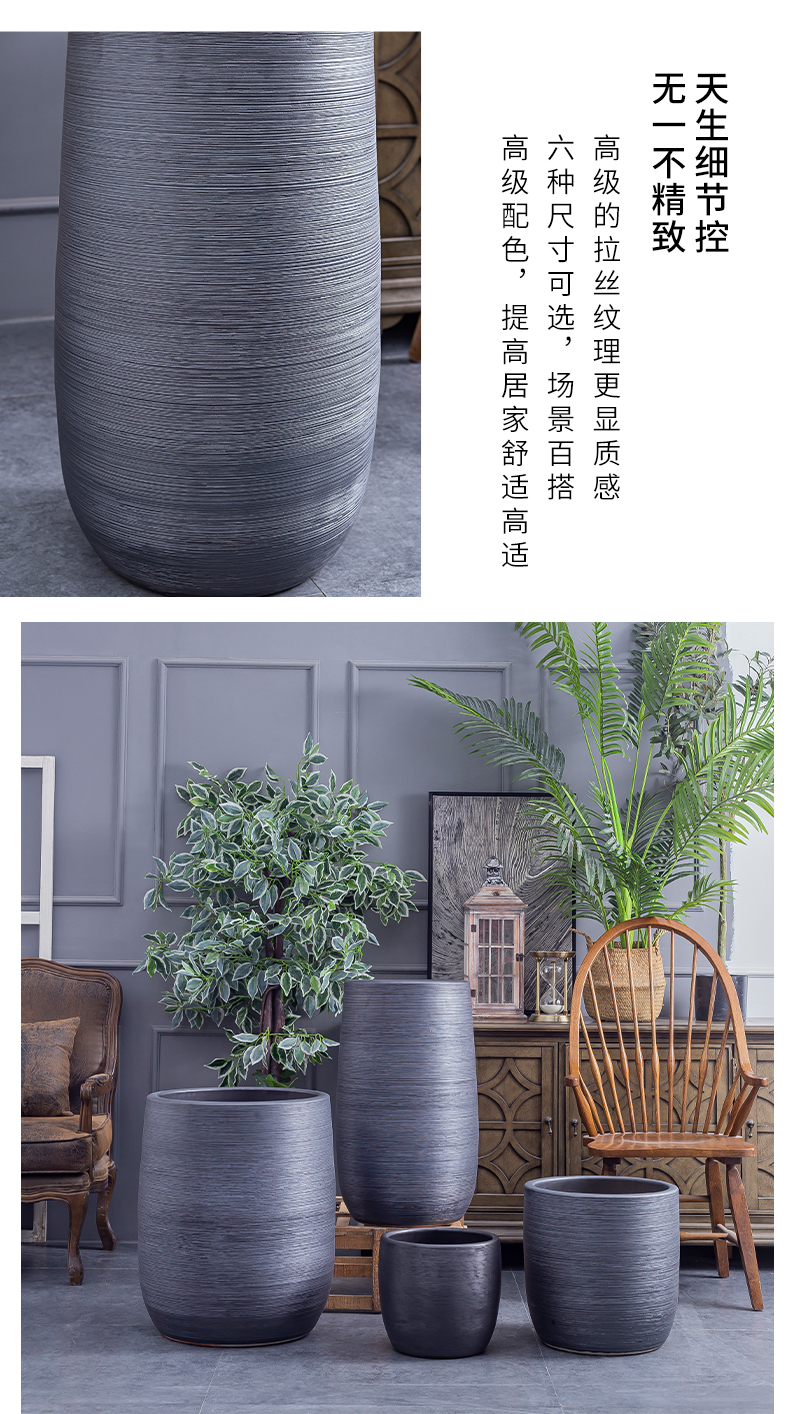 Large ceramic flower pot Nordic modern contracted villa decoration furnishing articles creative clay ceramic Large hydroponic plant POTS