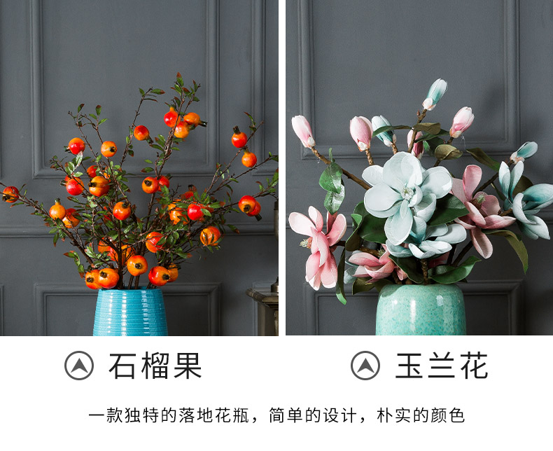 Ceramic light of large vase key-2 luxury furnishing articles dried flower arranging flowers home decoration blue glaze, the sitting room porch European - style decoration