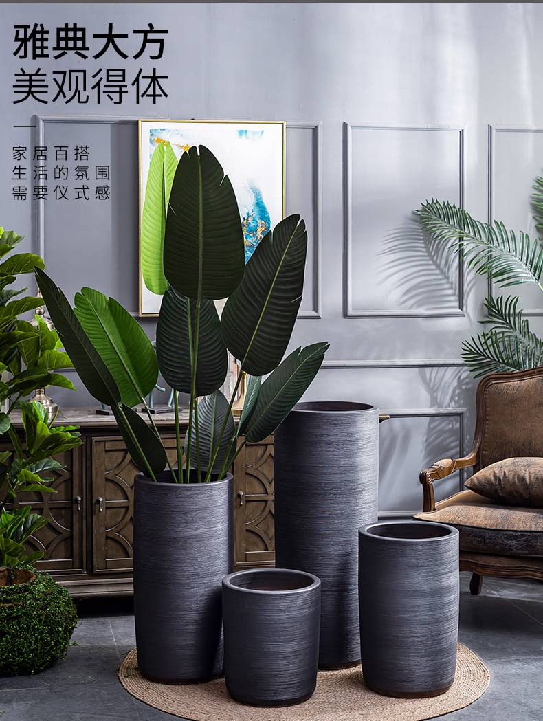 I and contracted large flower pot villa interior furnishing articles creative ceramic basin of large ground plant black vase