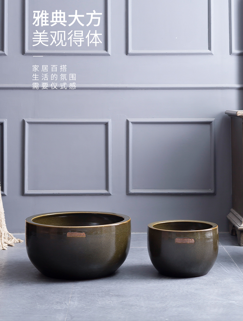 Jingdezhen ceramic aquarium small fish basin bowl lotus lotus lotus tortoise cylinder sitting room feng shui goldfish bowl