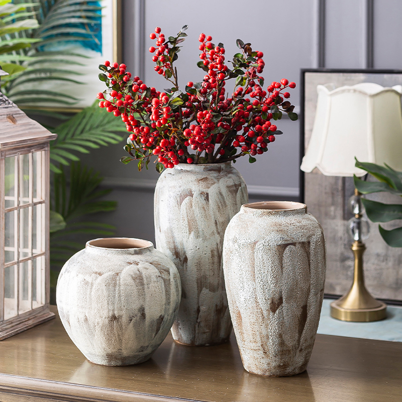 Jingdezhen ceramic vase coarse pottery dry flower arranging flowers restore ancient ways do old earthenware jar flower pot sitting room place soft decoration