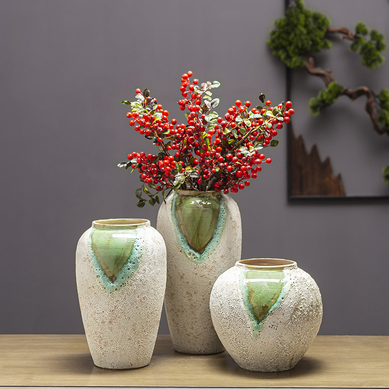 Jingdezhen ceramic floret bottle furnishing articles sitting room flower arranging retro rough some ceramic pot dry flower hydroponics vase flowerpot clearance