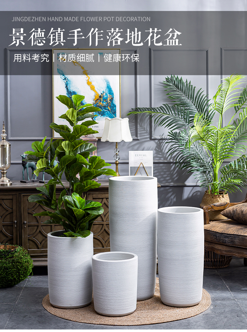 Ceramic large big pot I and contracted villa interior furnishing articles be born the plants green plant white vase