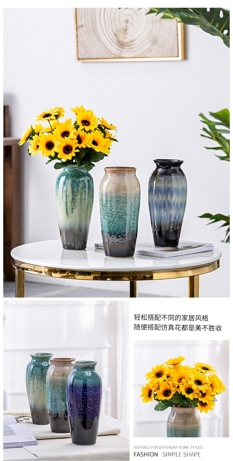 Light European - style key-2 luxury of new Chinese style living room TV cabinet ceramic vase modern furnishing articles dried flower flower arranging flower implement porch decoration