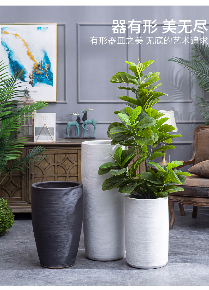 Big flowerpot modern Scandinavian simple villa interior decoration vase furnishing articles new ceramic basin of large land the plants