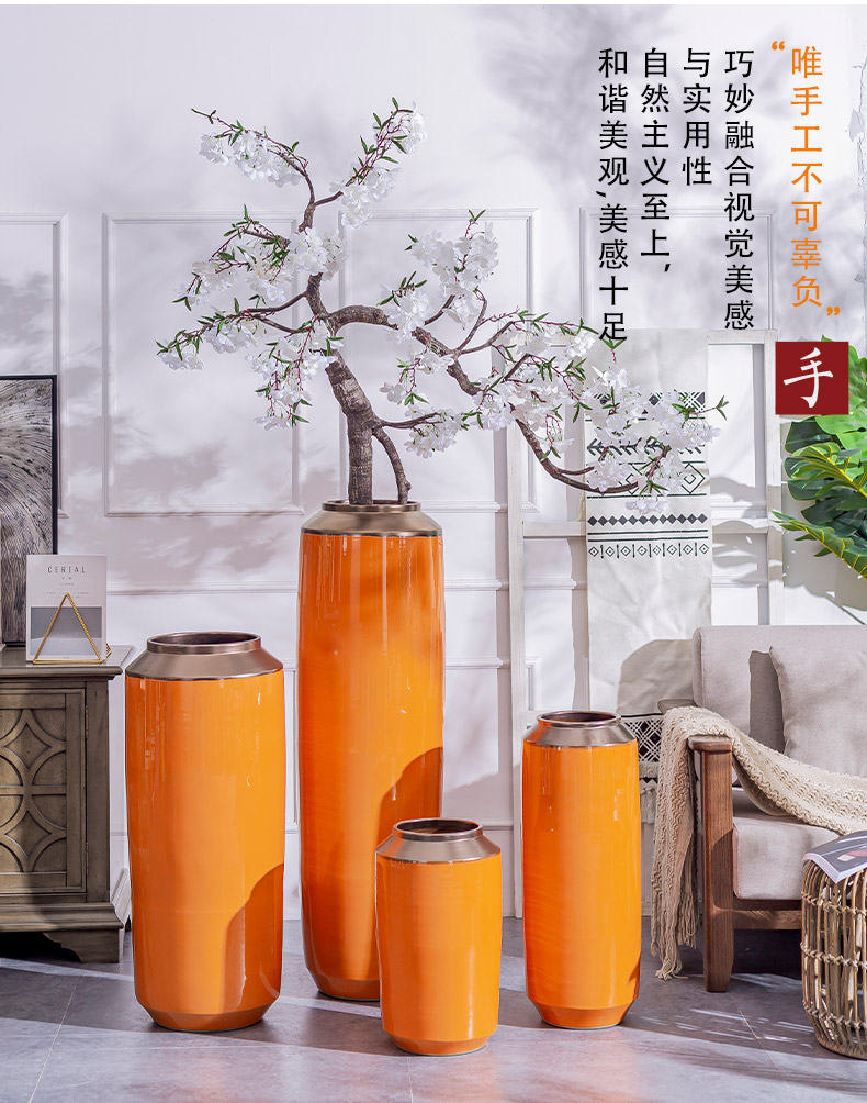 Ground light ceramic vase key-2 luxury furnishing articles contracted and I sitting room dry flower arranging flowers decorative porcelain hotel villa decoration