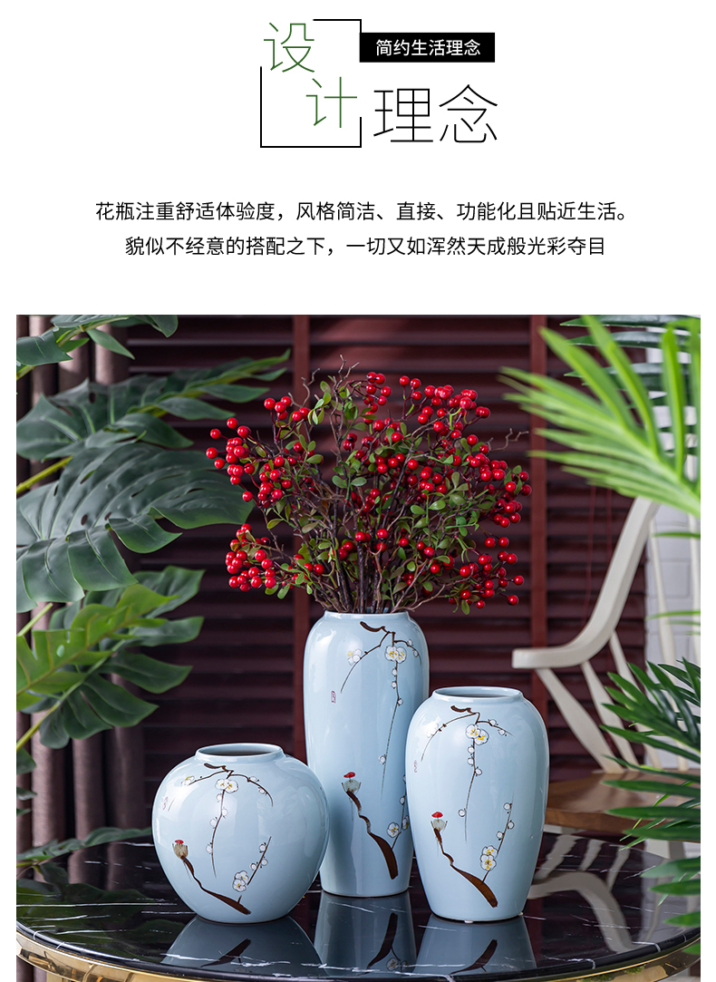 The Modern new Chinese vase household TV ark, porch place jingdezhen ceramic dry flower arranging flowers sitting room adornment