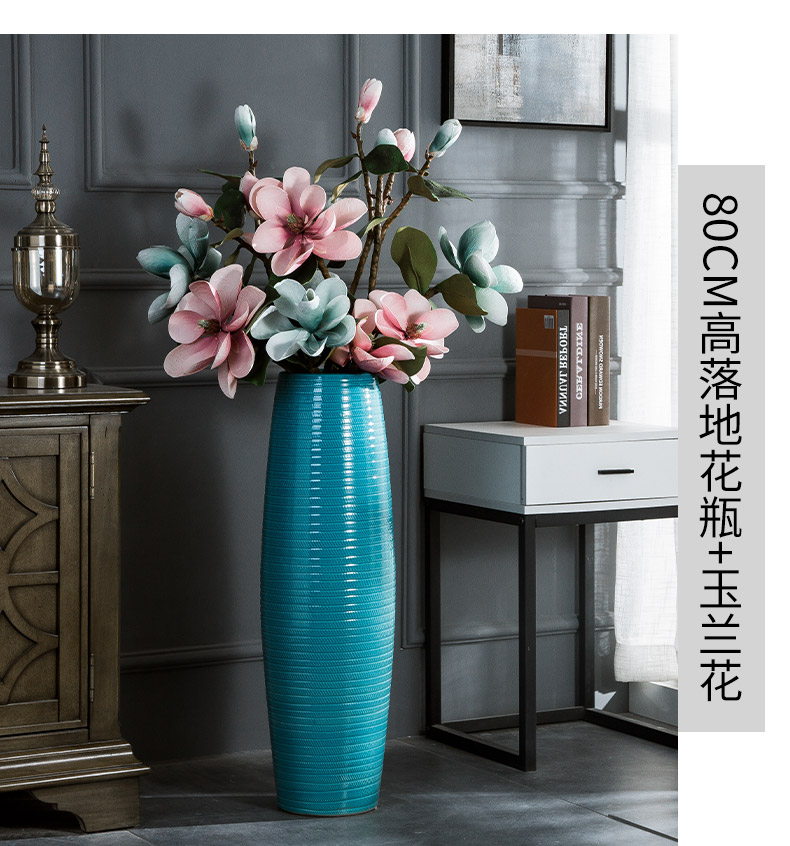 Ceramic light of large vase key-2 luxury furnishing articles dried flower arranging flowers home decoration blue glaze, the sitting room porch European - style decoration