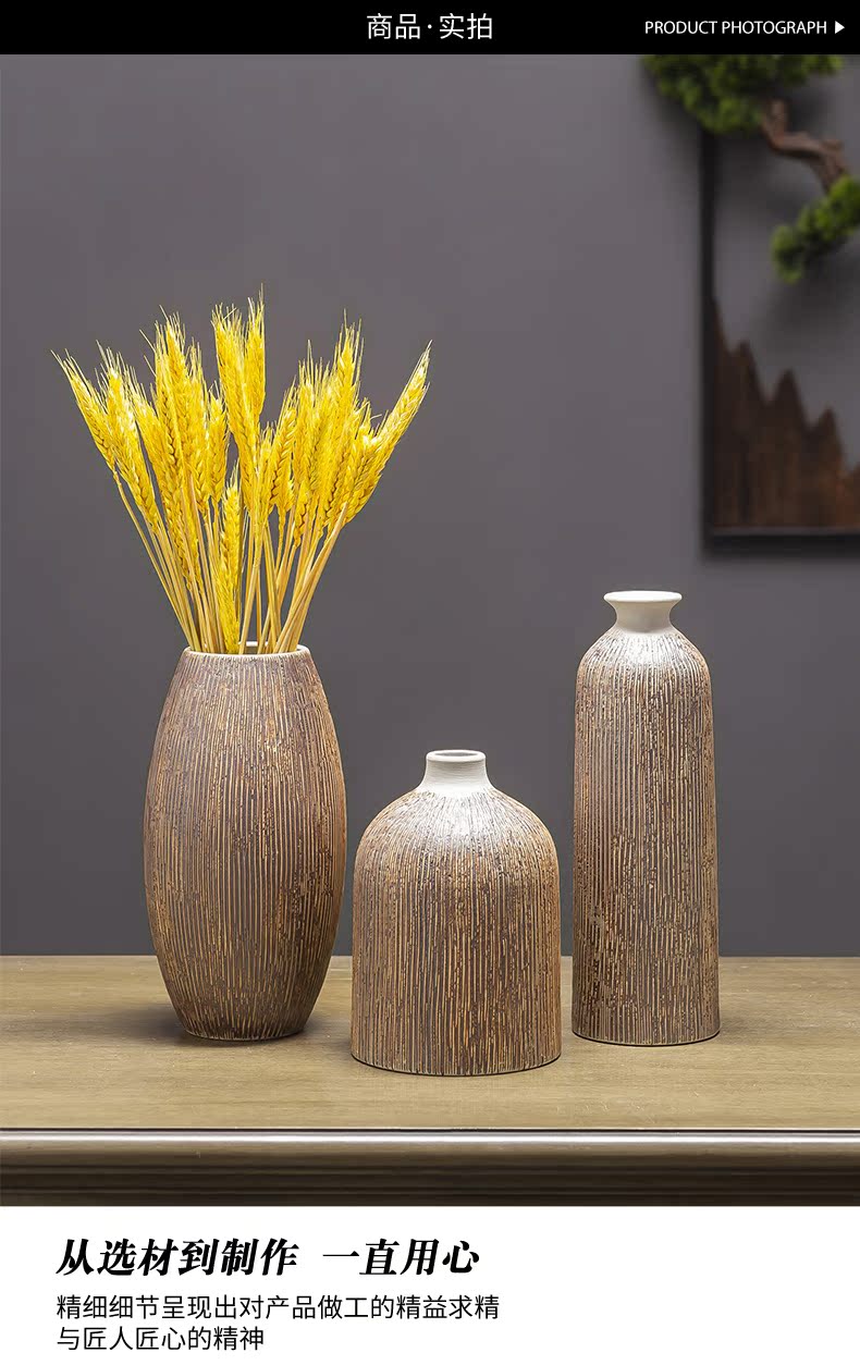 New frosted vertical stripes ceramic vase creative Nordic hydroponic flower arrangement, household soft outfit furnishing articles example room table