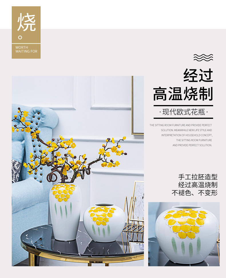 I and contracted new Chinese vase dry flower arranging flowers, ceramic flower implement the sitting room TV ark, porch light decoration key-2 luxury furnishing articles