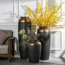Ceramic floor-to-ceiling large vase Living room Hotel villa flower decoration Hall flower model room flower arrangement simulation flower