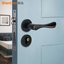 Home type European black light luxury indoor bedroom door split solid wood door lock handle zinc alloy silent lock