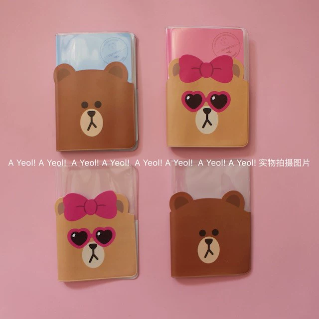 Hàn Quốc dễ thương gấu nâu Qiu trong suốt hộ chiếu hộ chiếu vé hộ chiếu bộ cặp tài liệu dễ thương - Túi thông tin xác thực