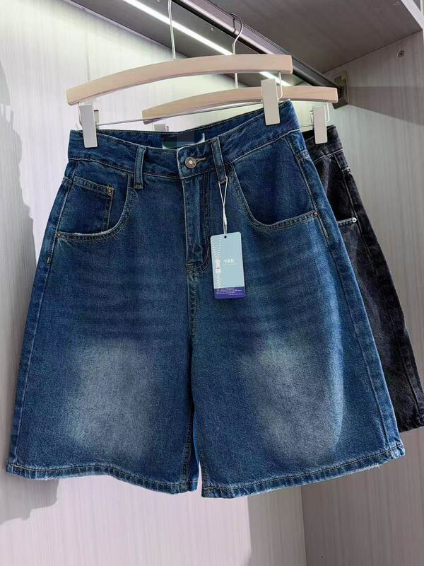 75084 Summer New Wide-Leg Five-Point Denim Shorts, Waist Size 26, Hip Size 108, Length 52 75084 Summer New Wide-Leg Five-Point Denim Shorts, Waist Size 26, Hip Size 108, Length 52