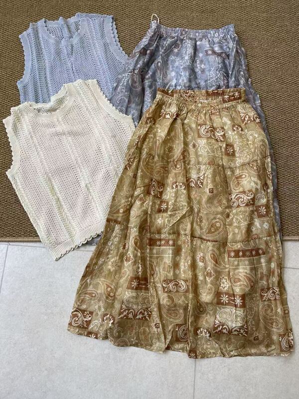 6708 Summer Knit + Elastic Waist Skirt Set, m Bust Size 104, Length 58, Skirt Length 84