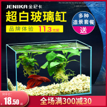 Ultra white fish tank Small Home Turtle Hopper Fish Tank Glass Mini table Living room Feng Shui Strokes rectangular goldfish