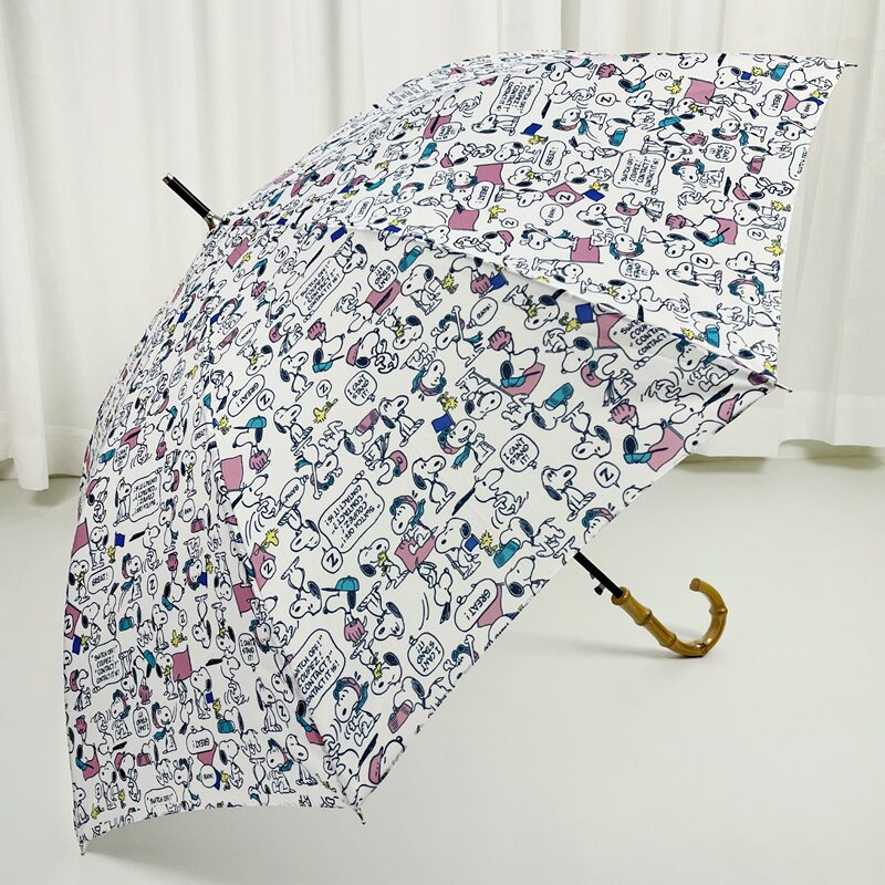 Japanese Cartoon Style Snoopy Bamboo Handle Automatic Adult Student Lightweight Portable Windproof Long-Handled Umbrella