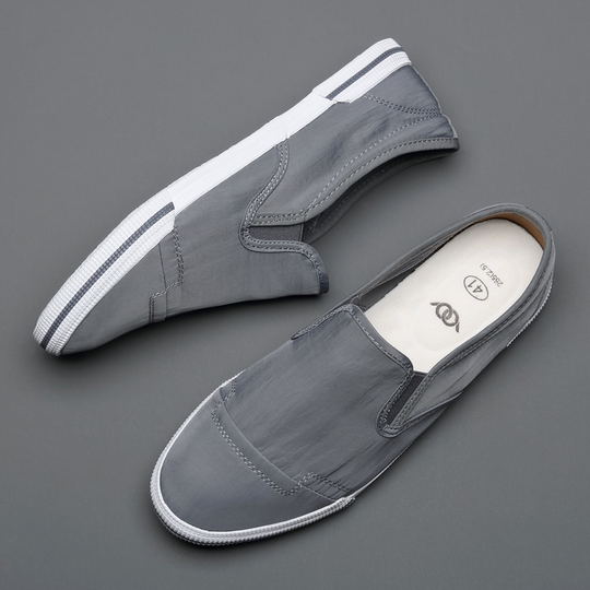 帆布鞋男款2025夏季新款透气懒人一脚蹬板鞋百搭休闲老北京布鞋男