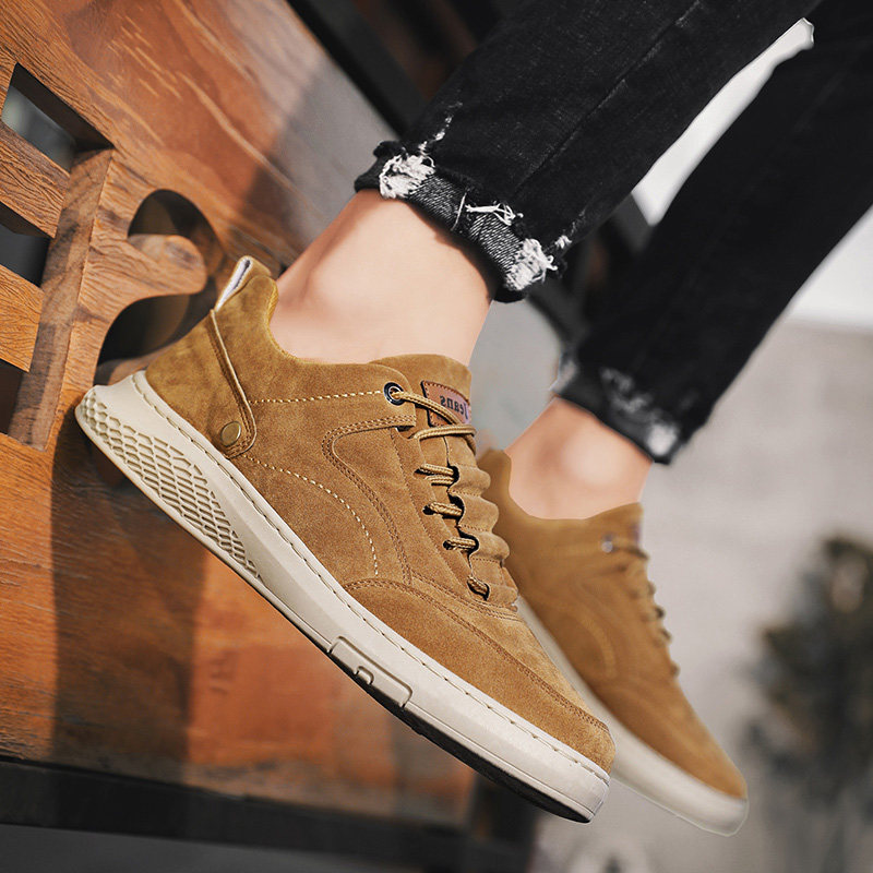 Board shoes 2022 New spring Korean version Martin boots Men's Dirty Heightening Genuine Leather 100 Hitch Casual High Cylinder Tooling Boots