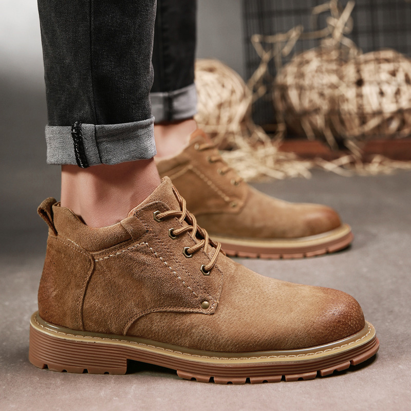 Martin boots men's mid-top British style leather shoes 2022 new Korean version of trendy tooling shoes heightened all-match big head leather boots