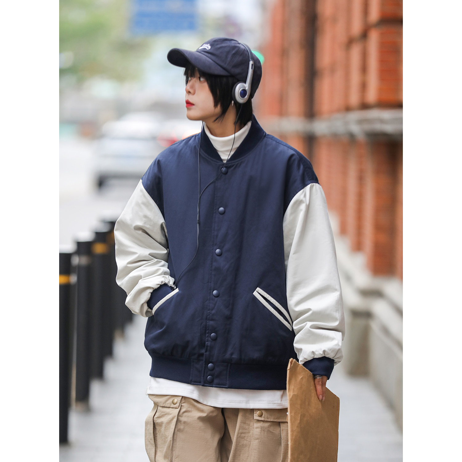 OFFBORD Winter Tide Card Clip Cotton Baseball Suit Jacket Male Autumn Winter Thickened Long Sleeve Loose Pilot Jacket