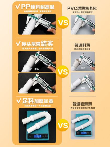 洗手盆下水管洗脸盆面盆伸缩塑料加长软管厨房水槽加厚排水管配件