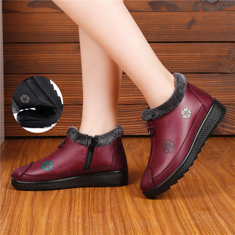 Old Beijing cloth shoes plus heat and old mommy cotton shoes waterproof fashion lady large size anti-slip cotton boots