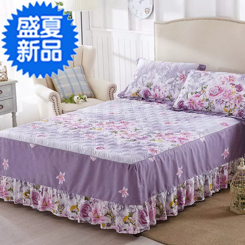 Bảo vệ ga trải giường váy cotton 1,5 mét Phiên bản Hàn Quốc 3 tạp dề cộng với áo gối mùa xuân và mùa hè có thể tháo rời mùa thu và mùa đông mảnh đơn - Váy Petti