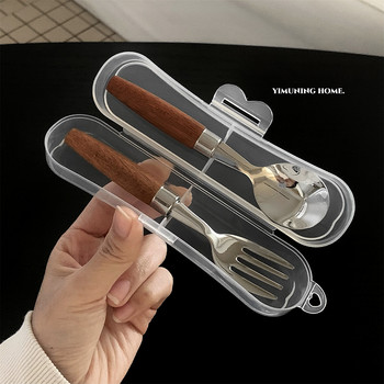 Yimuneng 304 Stainless Steel Food-Grade Children's Spoon and Fork Baby Tableware Learning to Eat Training Fork Spoon Complementary Food Spoon