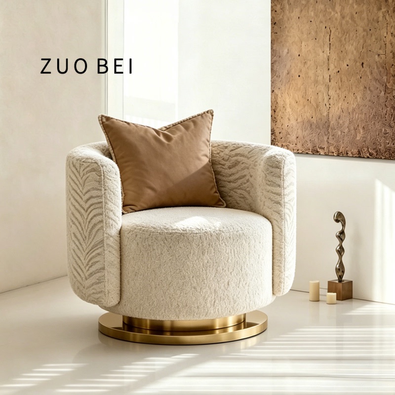 Italian Minimalist Swivel Chair Single Seat for Guesthouse Hotel Lobby Sofa Chair with Metal Base Lazy Leisure Reception Single Chair Italian Minimalist Swivel Chair Single Seat for Guesthouse Hotel Lobby Sofa Chair with Metal Base Lazy Leisure Reception Single Chair