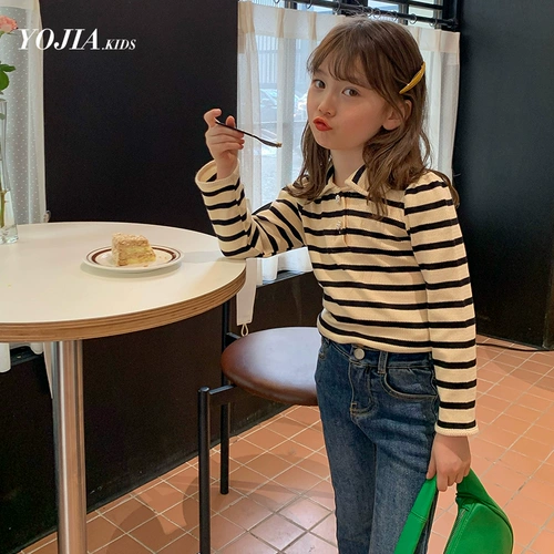 Базовая приятная телу детская кукла, детский осенний лонгслив, кукольный воротник, осенняя, в западном стиле, детская одежда