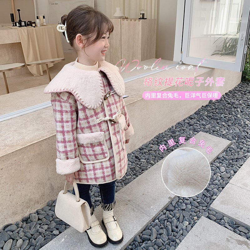 Girl child Child Great Clothes Boy Clothing Winter Clothing 2021 New Baby Children Autumn Winter Plus Suede Thickening Medium Long Version Coat