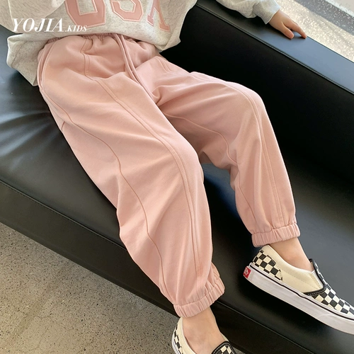 Осенние розовые летние тонкие детские штаны, в западном стиле